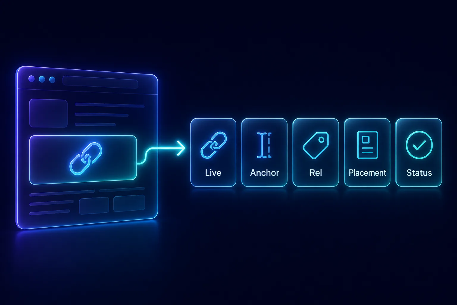 Backlink monitoring checks: whether the link is live, its anchor text, rel attribute, placement, and HTTP status