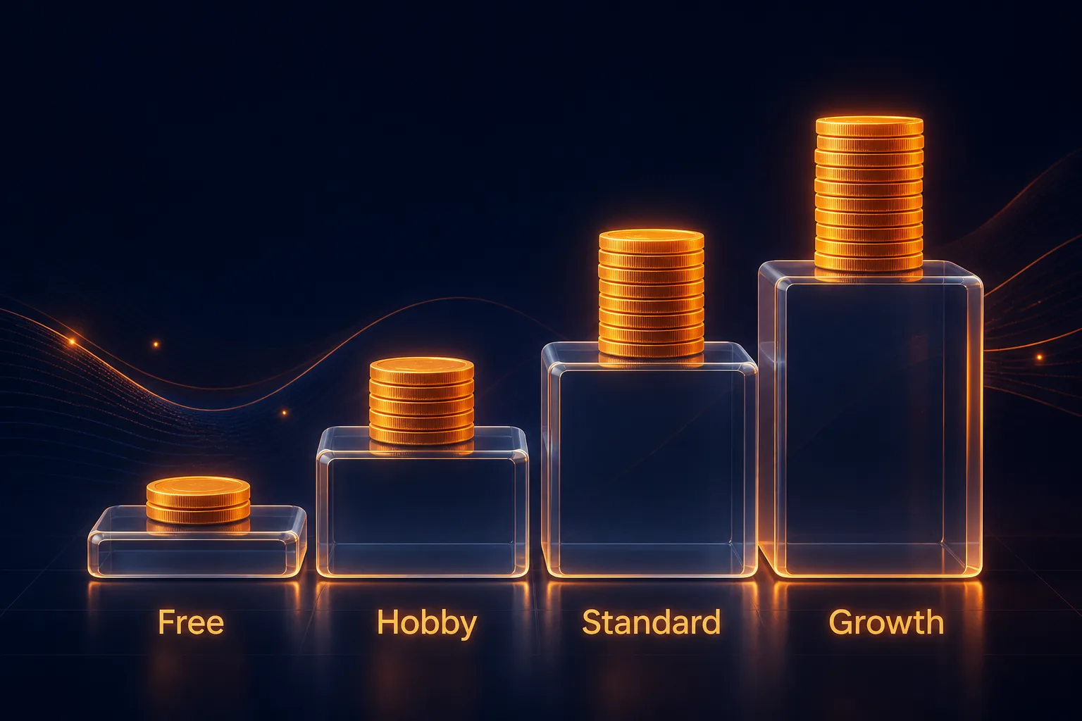 Firecrawl plan tiers shown as a rising staircase: Free, Hobby, Standard, and Growth with growing credit stacks